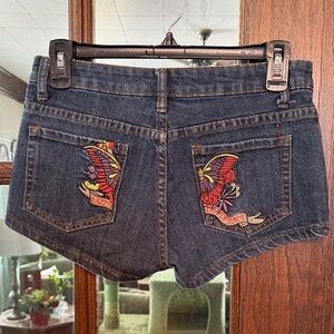 Y2K 90’s Embroidered Denim Jean Shorts Low rise Size 3